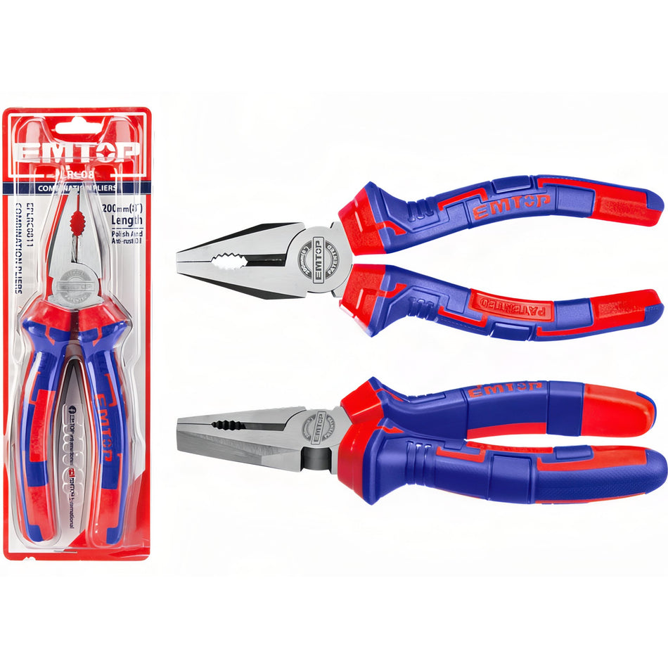 ALICATES COMBINADO 8" 200mm Cr-V ALTA RESISTENCIA EMTOP