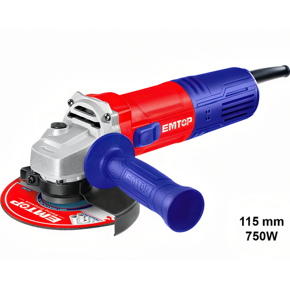 AMOLADORA 115MM 750W EMTOP (INCLUYE MANILLAR AUXILIAR)