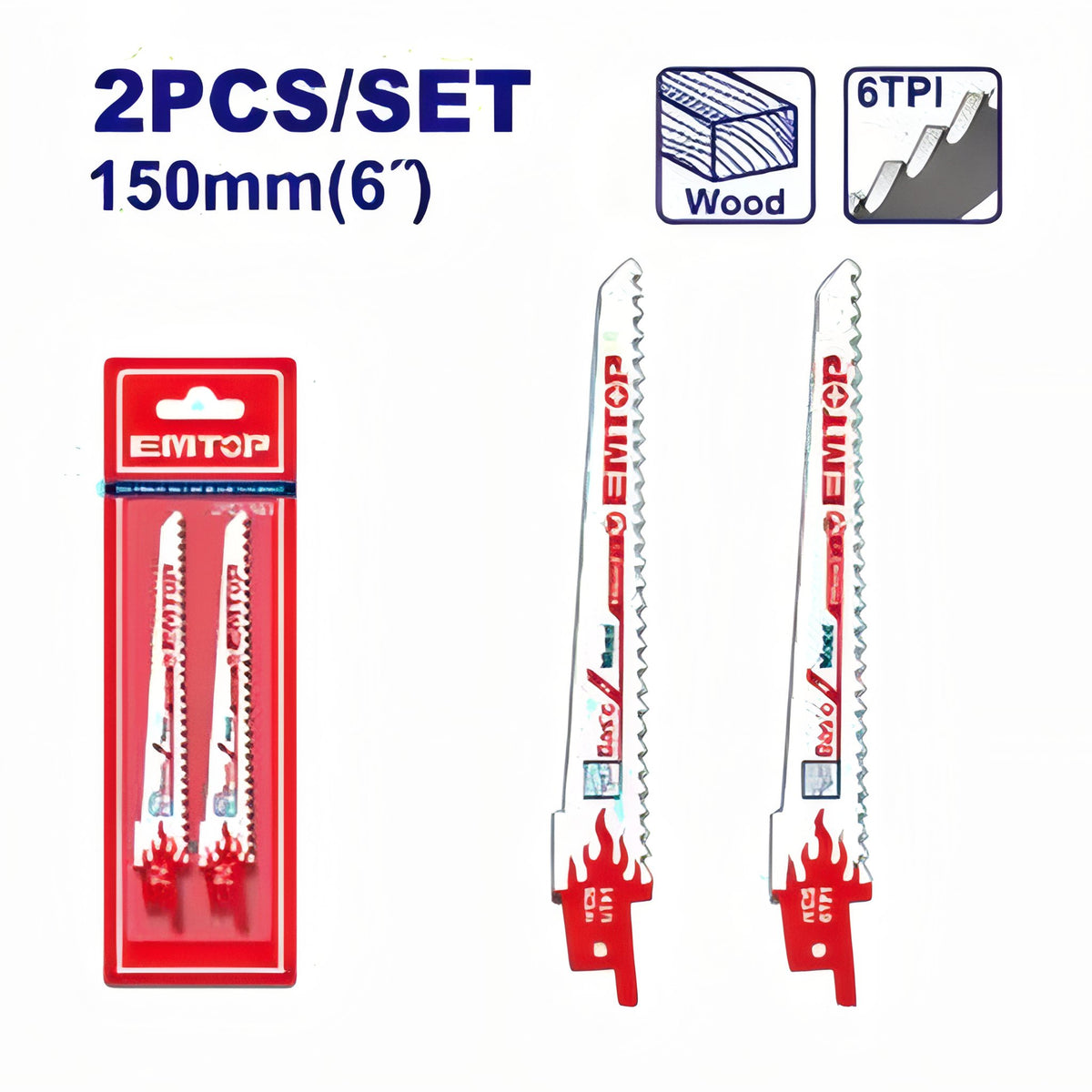 BLISTER 2 SIERRAS MADERA PARA SIERRA SABLE HCS (150mm ) EMTOP