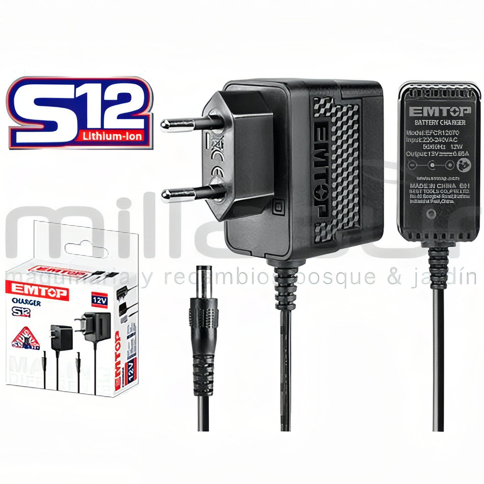 CARGADOR BATERIA 12V EMTOP 0,65A - 2Hr