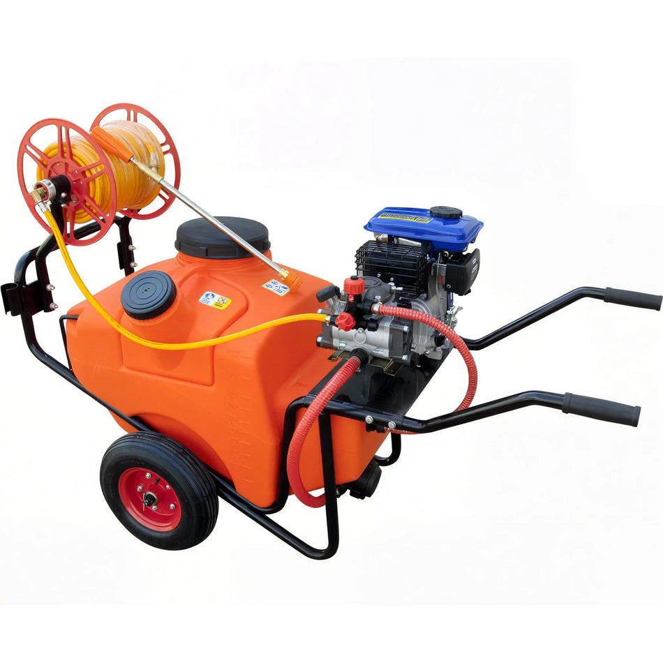 Carretilla pulverizadora motor 4T con manguera de 30m