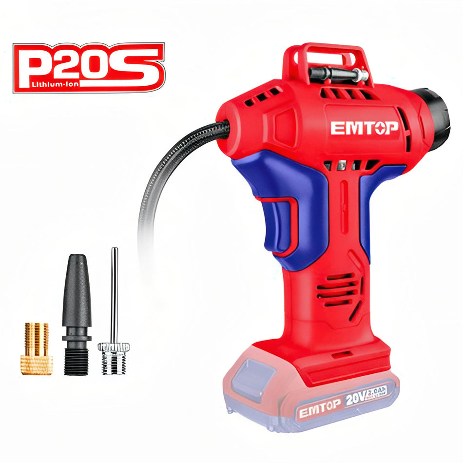 COMPRESOR AUTO BATERÍA 20V - P20S - EMTOP (160PSI -11bar) (NO INCLUYE BATERÍA NI CARGADOR)