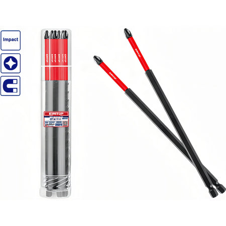 CONJUNTO 10 PUNTERAS DESTORNILLADOR IMPACTO (PH2 - 250mm) EMTOP