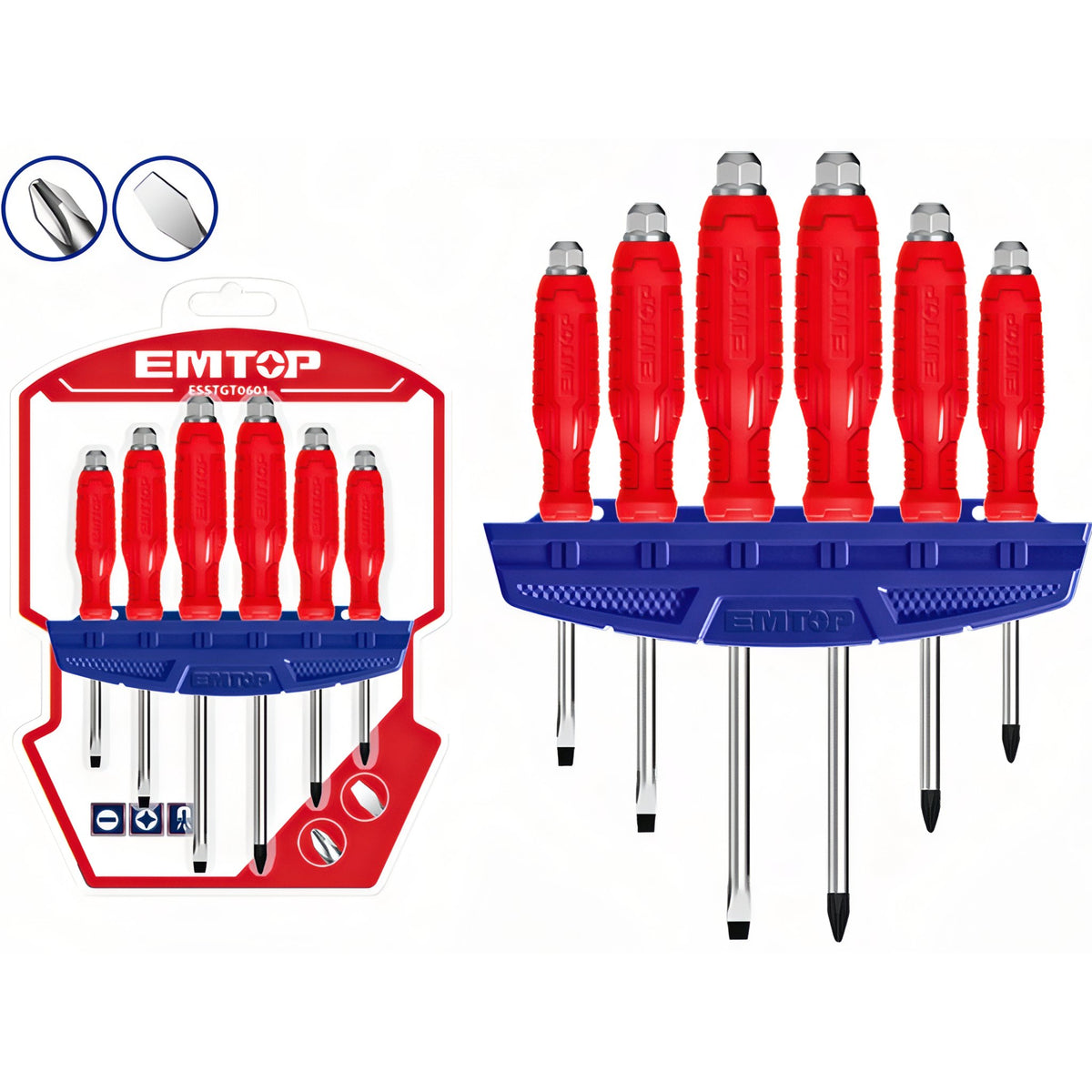 CONJUNTO 6 DESTORNILLADORES EMTOP (1xSL5.5-1xSL6.5-1xSL8-1xPH1-1xPH2-1xPH3)
