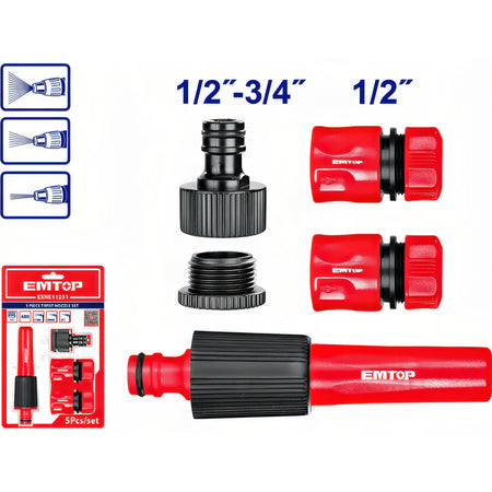 CONJUNTO CONECTORES AUTO-STOP + BOQUILLA RIEGO MANGUERA EMTOP