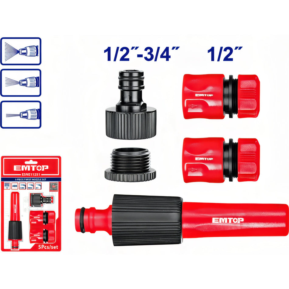 CONJUNTO CONECTORES AUTO-STOP + BOQUILLA RIEGO MANGUERA EMTOP