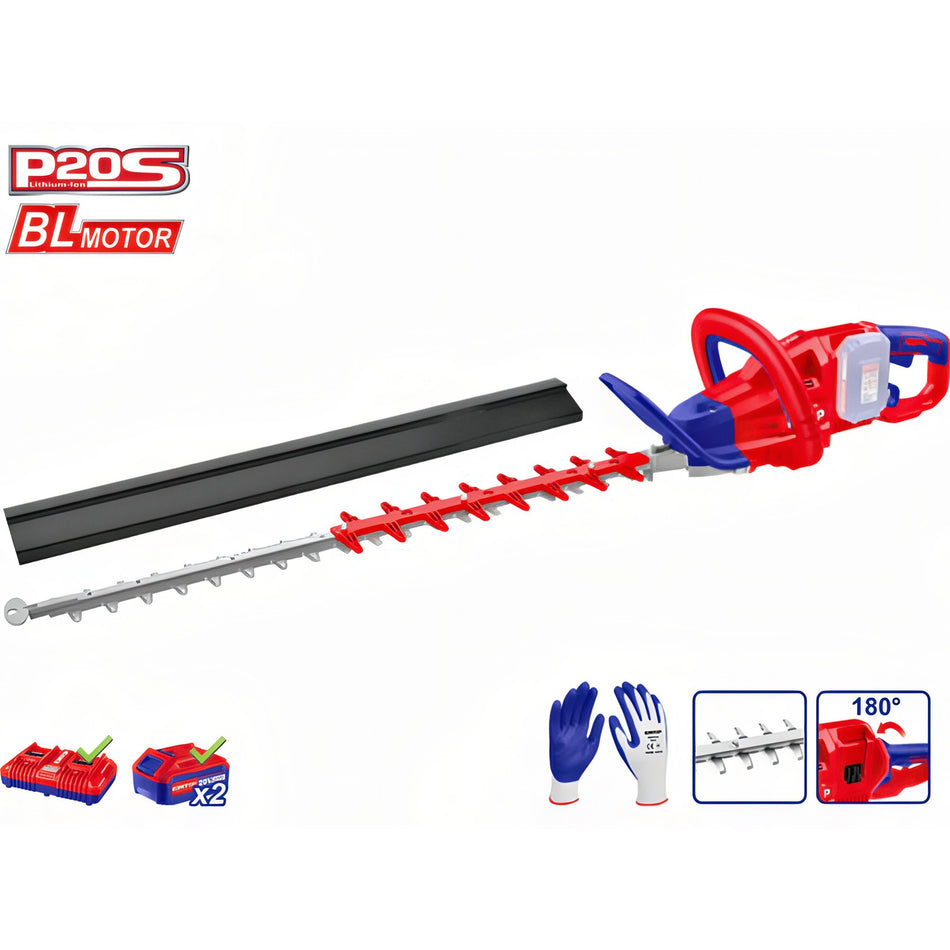 CORTASETOS BATERIA 40V (20+20) 650MM EMTOP - P20S - (INCLUYE BATERIA 2X4.0Ah + CARGADOR)