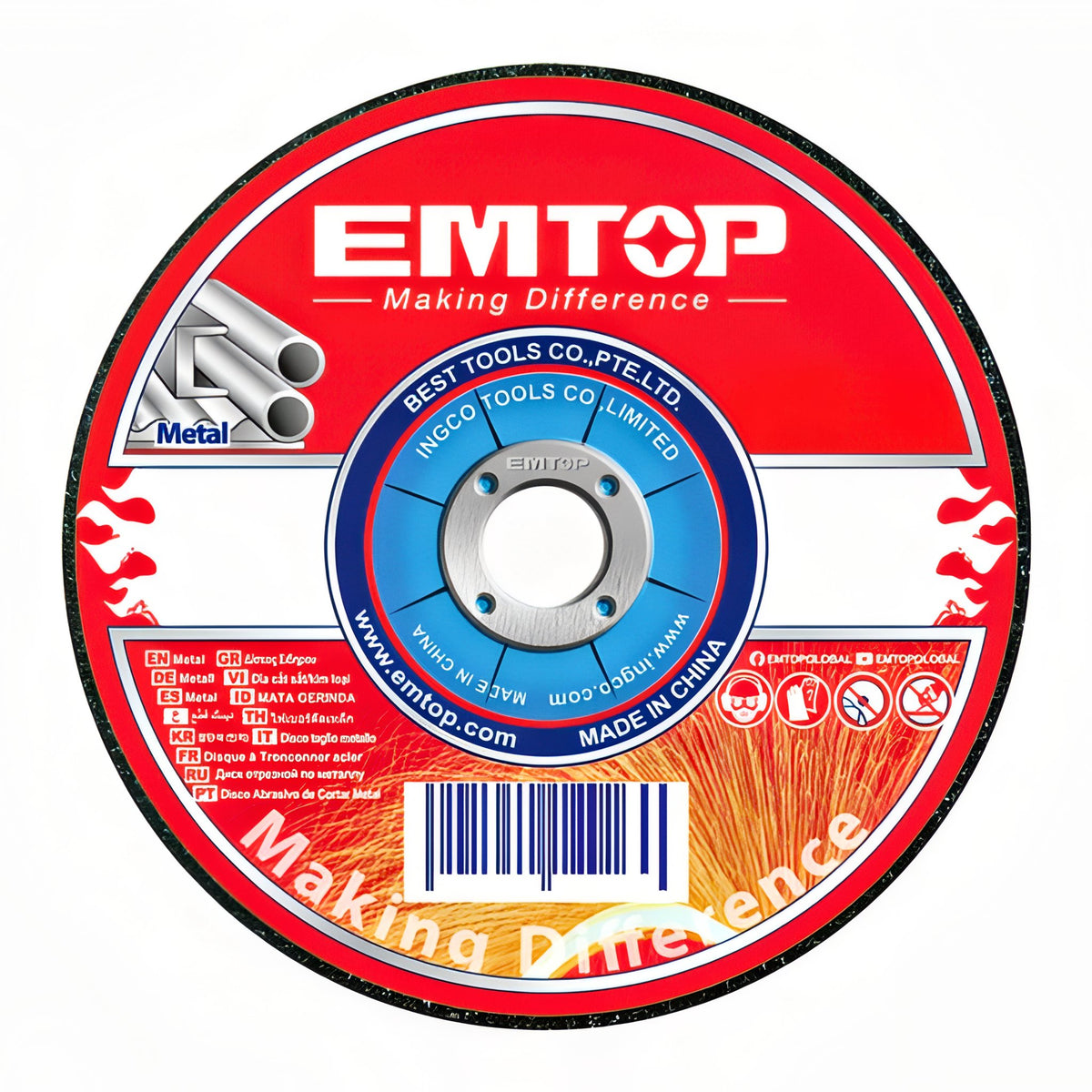DISCO ABRASIVO CORTE METAL AMOLADORA 230MM 3.0MM EMTOP