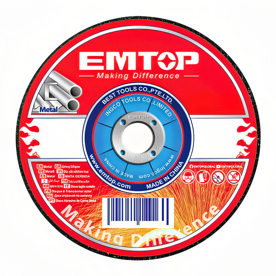 DISCO ABRASIVO CORTE METAL AMOLADORA 230MM 3.0MM EMTOP