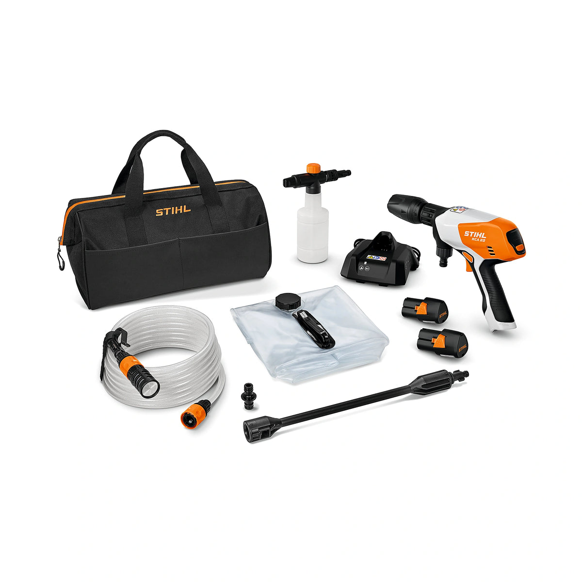 Hidrolimpiadora STIHL RCA 20, con dos baterías AS 2 y un cargadora AL 1