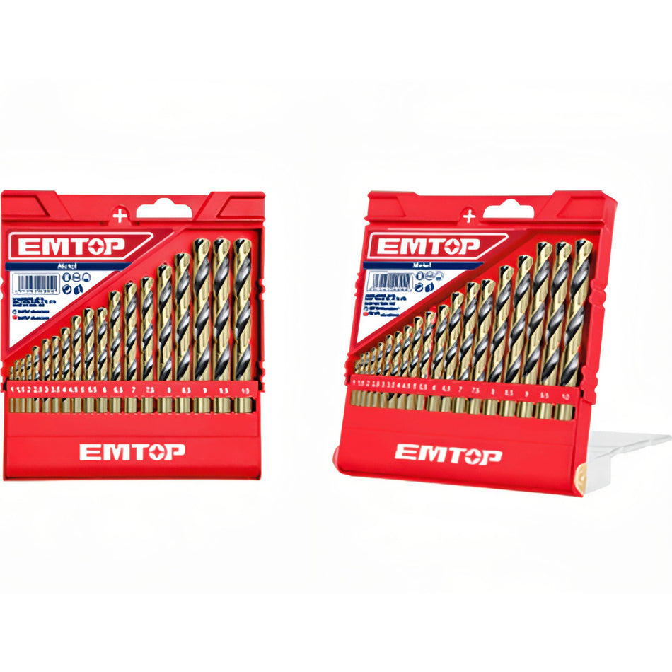JUEGO 19 BROCAS TALADRO HSS (1-10MM - 0.5MM) EMTOP