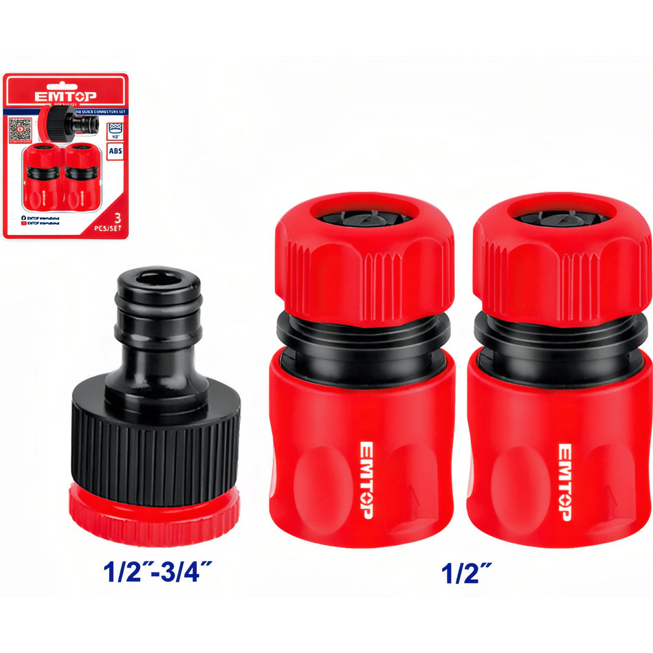 JUEGO 3 CONECTORES MANGUERA 1/2" EMTOP