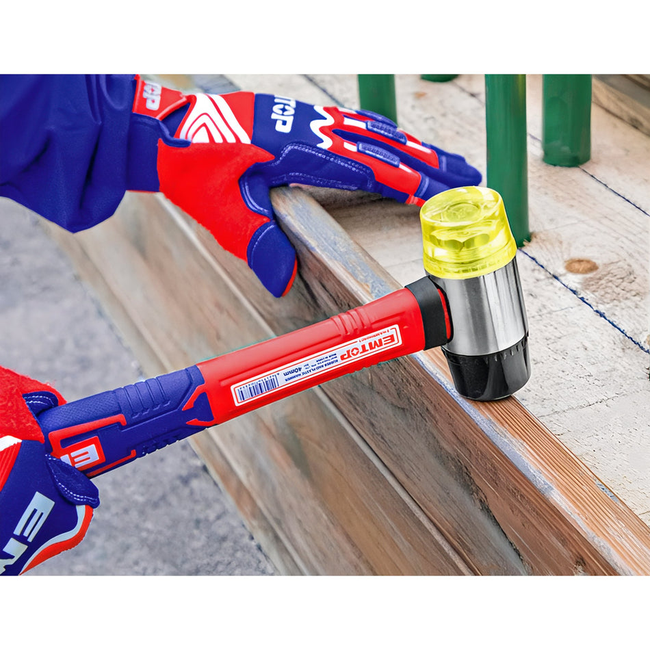 MARTILLO GOMA PLASTICO 40mm EMTOP (MANGO FIBRA VIDRIO)