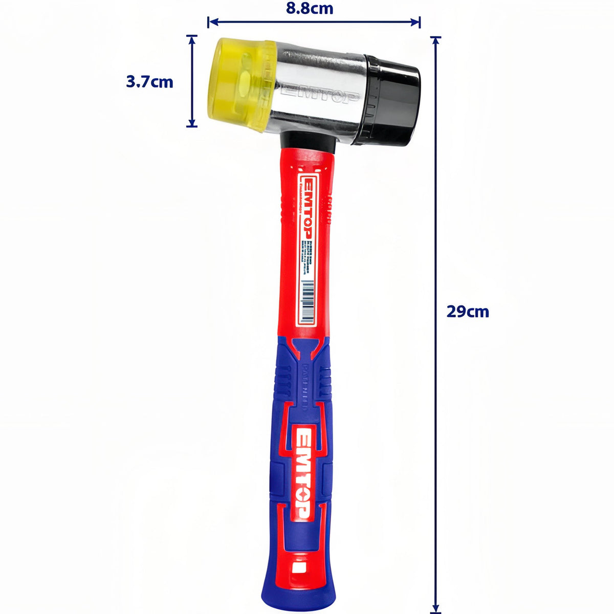 MARTILLO GOMA PLASTICO 40mm EMTOP (MANGO FIBRA VIDRIO)