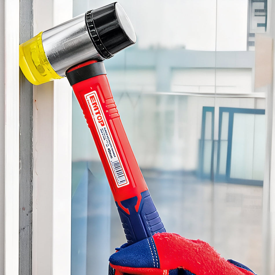 MARTILLO GOMA PLASTICO 40mm EMTOP (MANGO FIBRA VIDRIO)