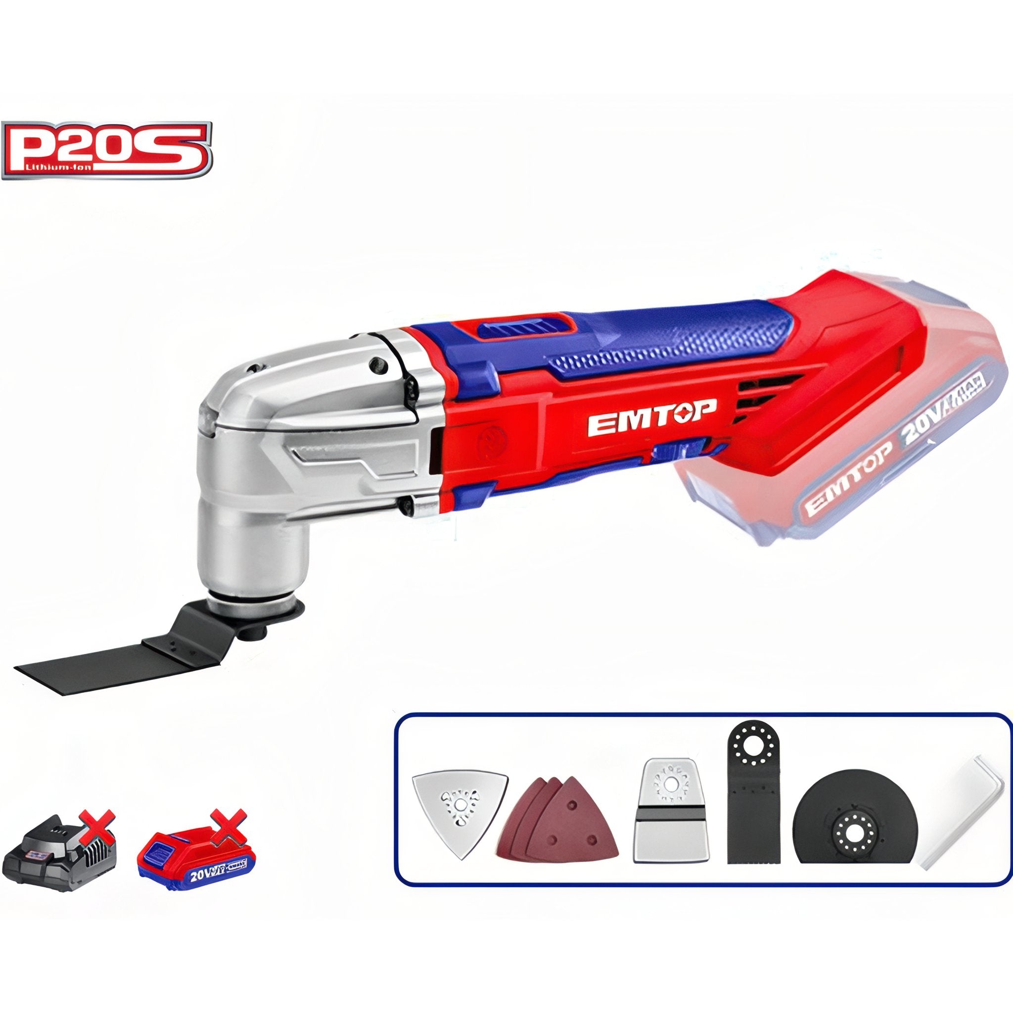 MULTIHERRAMIENTA EMTOP BATERÍA 20V - P20S - (8 ACCESORIOS - NO INCLUYE BATERÍA NI CARGADOR)