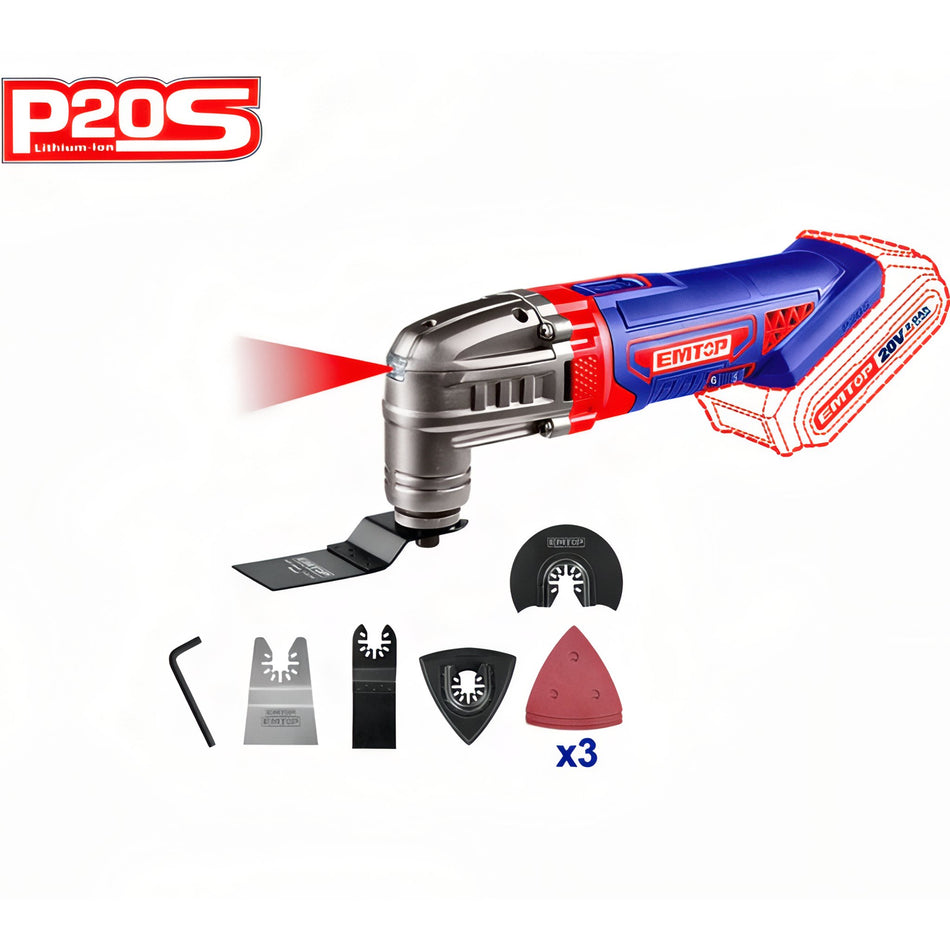 MULTIHERRAMIENTA EMTOP BATERÍA 20V - P20S - (8 ACCESORIOS - NO INCLUYE BATERÍA NI CARGADOR)