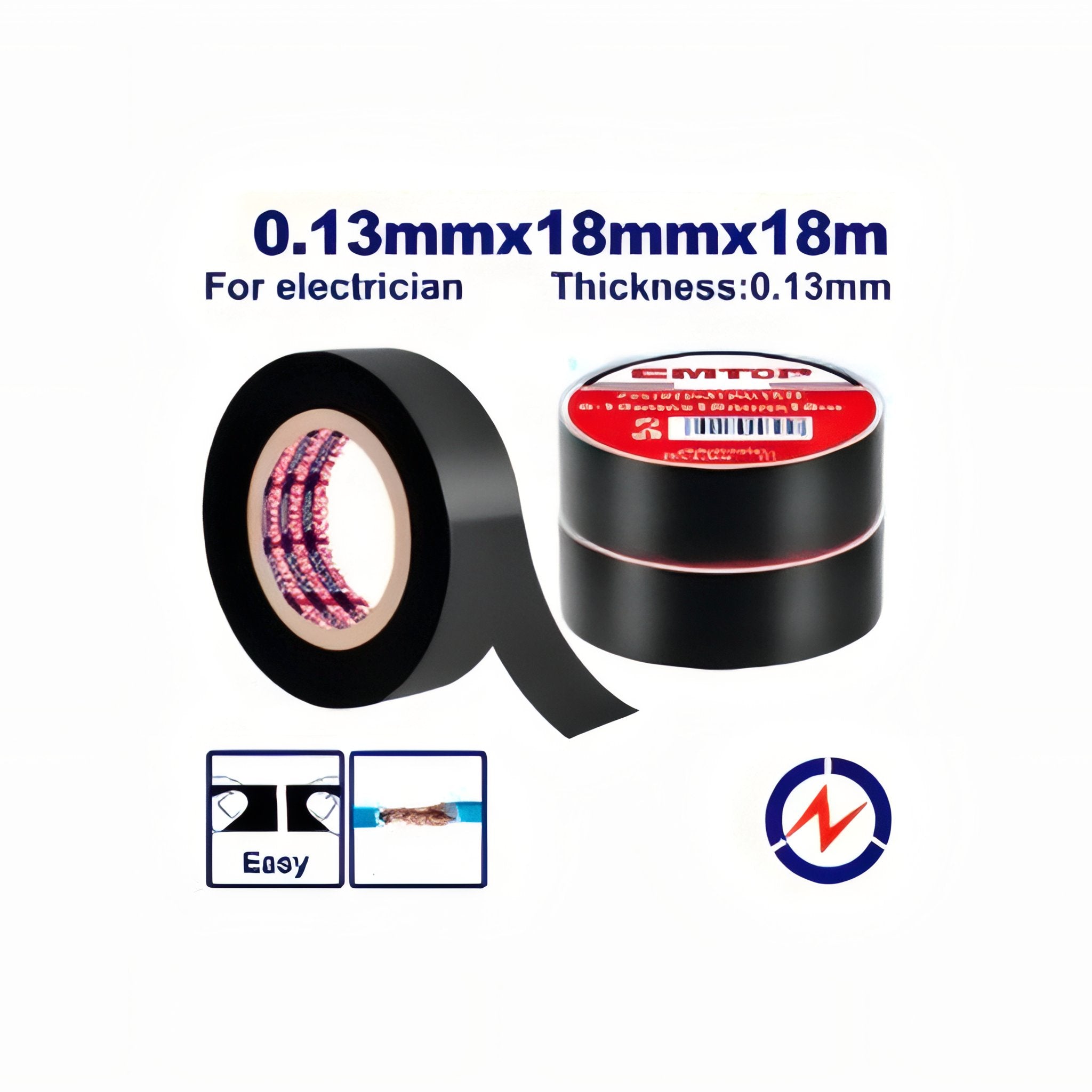 PAQUETE 10 UNIDADES CINTA AISLANTE NEGRA 18mm PVC EMTOP (18 M)