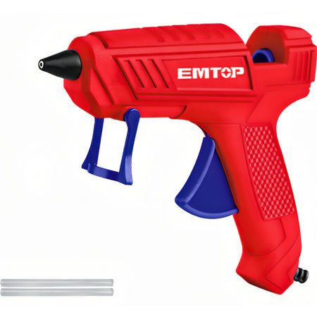 PISTOLA ELECTRICA SILICONA 100W EMTOP (INCLUYE 2 BARRAS PEGAMENTO 11.2mm)