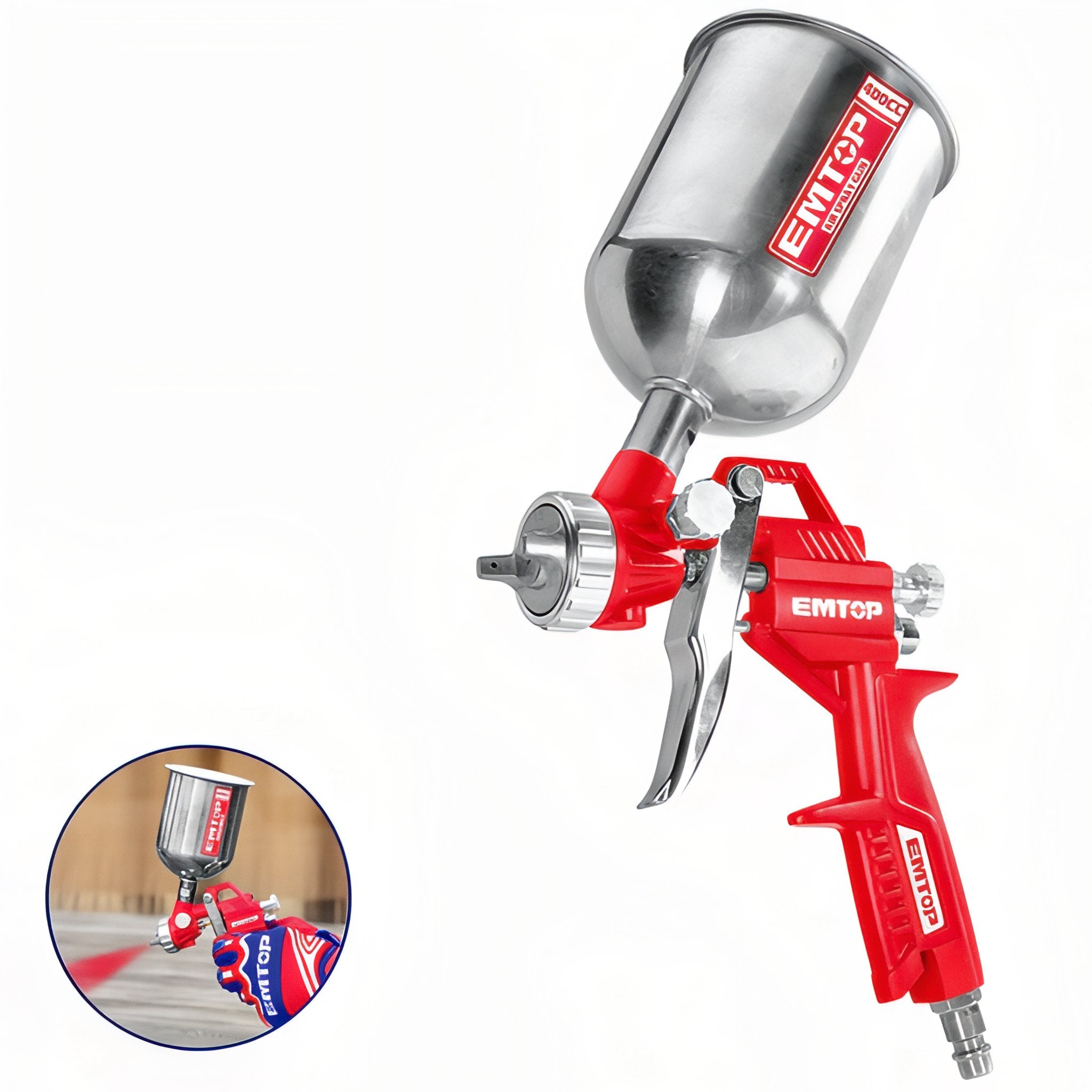 PISTOLA SPRAY 1.5MM EMTOP - 400cc - 3-4 BAR - PARA COMPRESOR