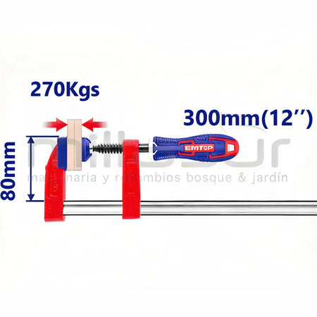 SARGENTO DE APRIETE 80x300 MM 270 KGS EMTOP