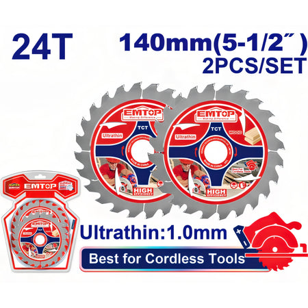 SET 2 DISCOS WIDIA 24 DIENTES SIERRA CIRCULAR ELCS1402