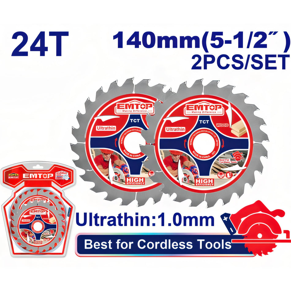 SET 2 DISCOS WIDIA 24 DIENTES SIERRA CIRCULAR ELCS1402