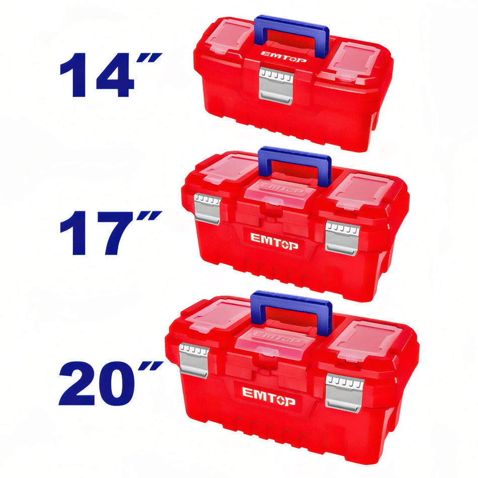 SET 3 CAJAS HERRAMIENTAS 14" 17" 20" EMTOP - APRIETE METALICO