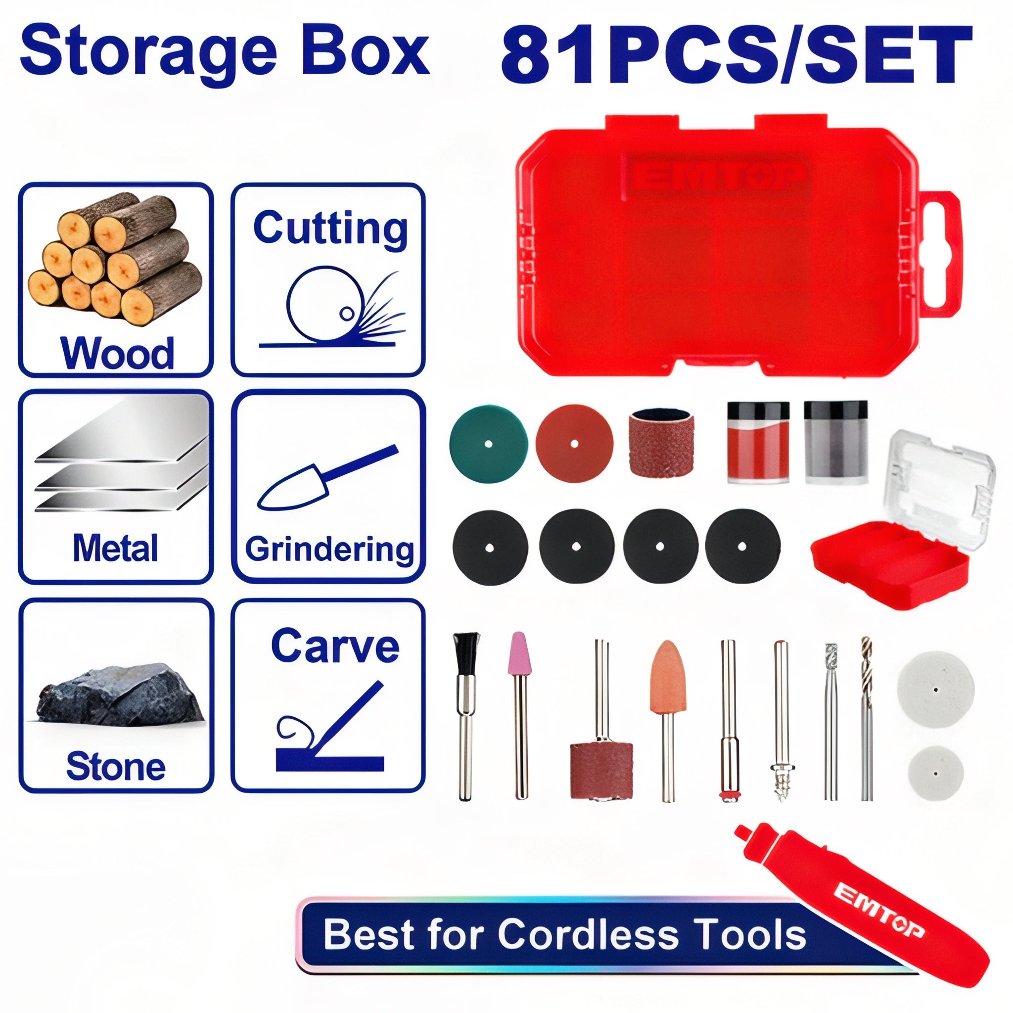 SET ACCESORIOS PARA MULTIDRILL EMTOP (81 PCS)