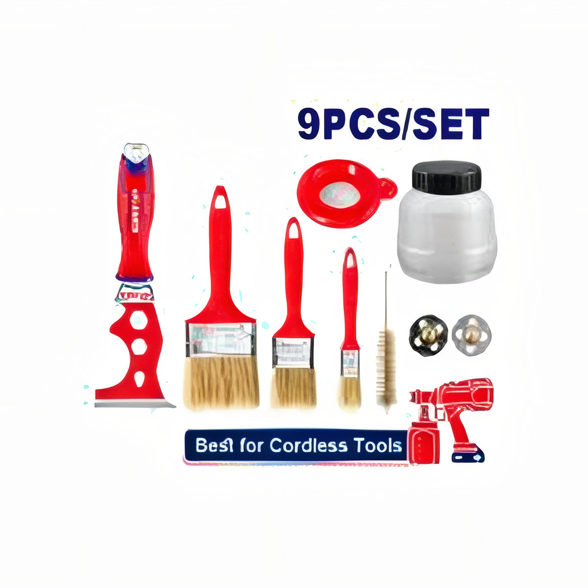 SET UTENSILIOS PARA PISTOLA PINTURA EMTOP 9PCS - VALIDO PARA ELSG2003 ELSG20256