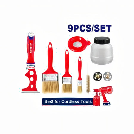 SET UTENSILIOS PARA PISTOLA PINTURA EMTOP 9PCS - VALIDO PARA ELSG2003 ELSG20256