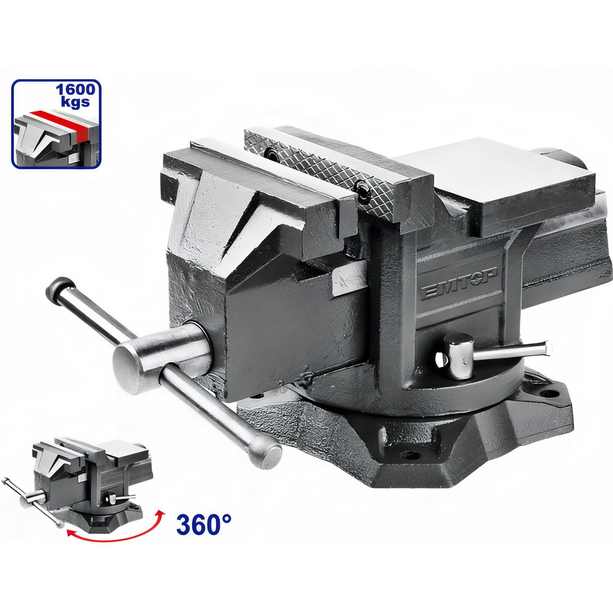 TORNILLO DE BANCO CON BASE GIRATORIA 6" - 11.2KG EMTOP